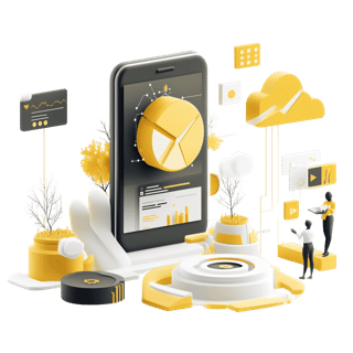 Diese Grafik zeigt die 3D-Illustration eines Smartphones und eines Diagramms, die das Thema „ISMS“ widerspiegeln.