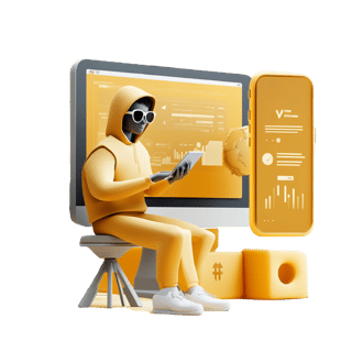 Die 3D-Illustration zeigt einen Nutzer, der dem Datentracking widerspricht.