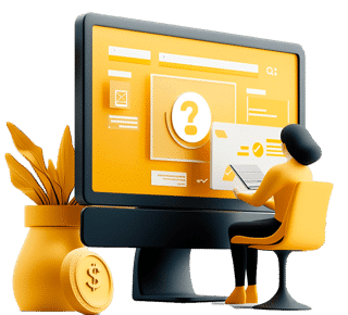 Die Grafik zeigt einen riesigen PC-Monitor und symbolisiert einen umfangreichen DSGVO-Website-Check.