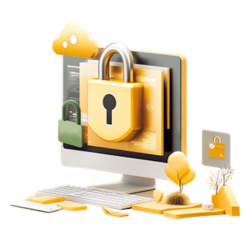 Das Bild zeigt einen verschlossenen PC und steht symbolisch für die Datenschutzberatung.