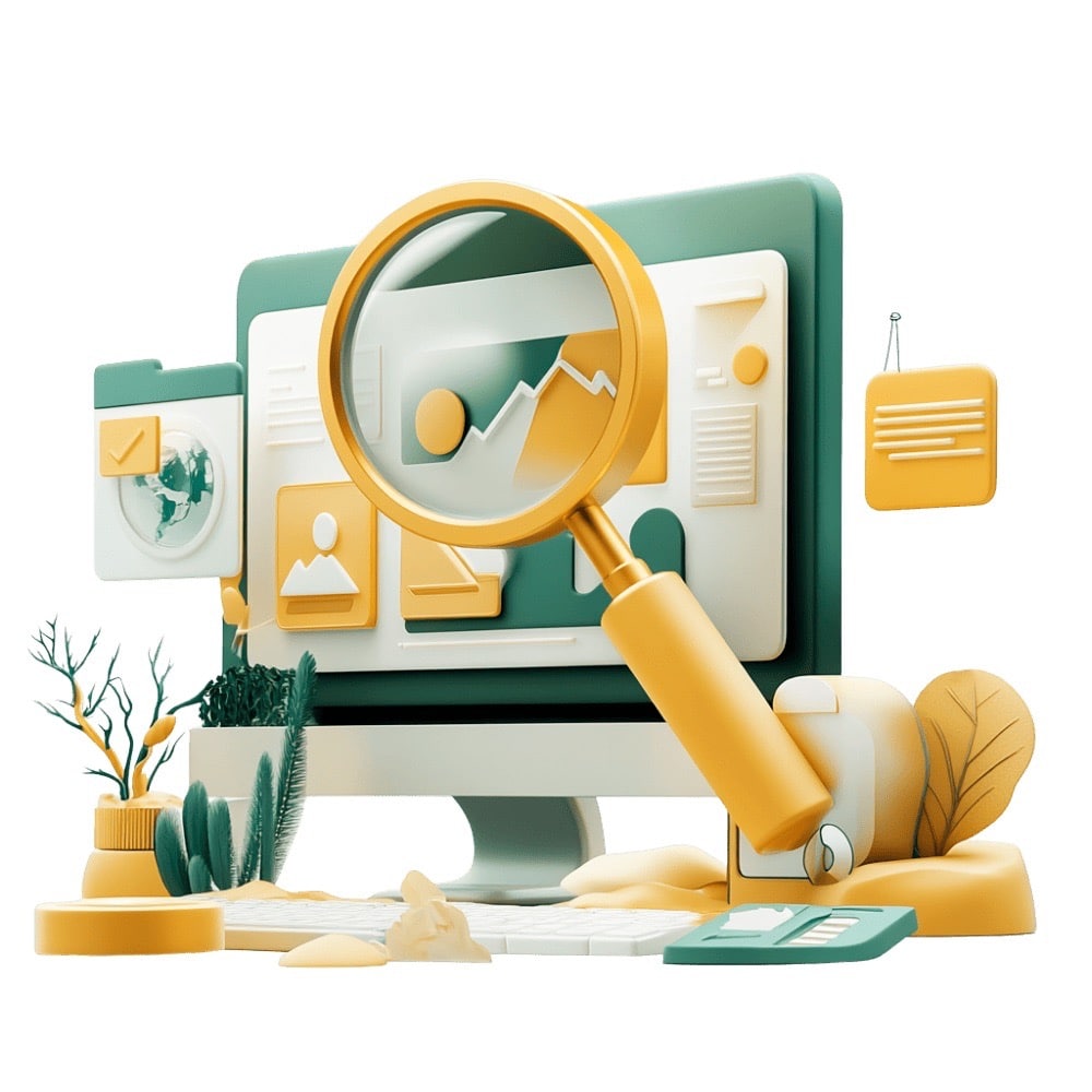 Diese Grafik zeigt einen Computermonitor und symbolisiert das Thema „DSGVO-Website-Check“.